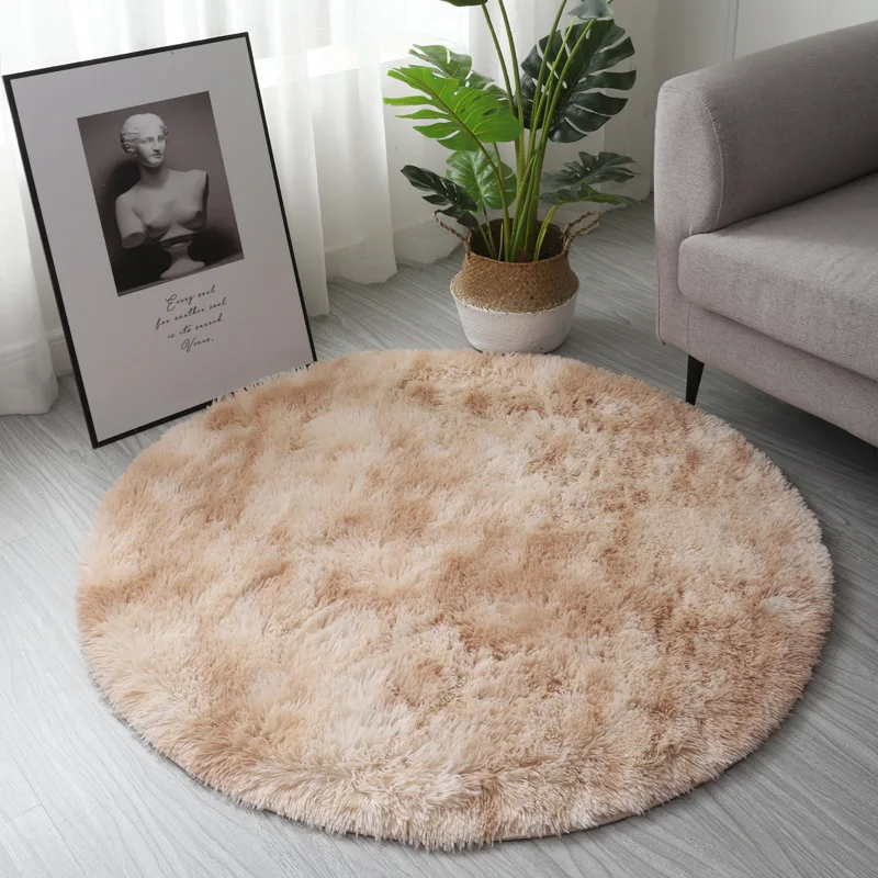 

Round Plush Carpet For Living Room Fluffy Anti-Slip Rug Thick Bedroom Tent Carpets Floor Soft Skin-Friendly Shaggy Lounge Mat