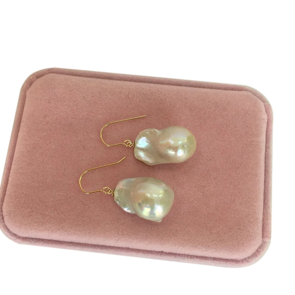 

100% real 14k gold filled baroque pearl earring-AAA nature baroque Pearl,14-16 mm big baroque pearl have few flaw no repaired