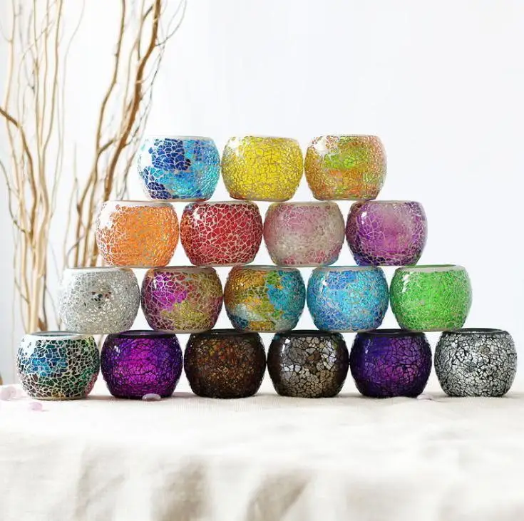 Dhl Crystal Mosaic Glass Candle Holder Candlestick Centerpieces For Valentines Day Wedding Decoration Candle Lantern Wholesale