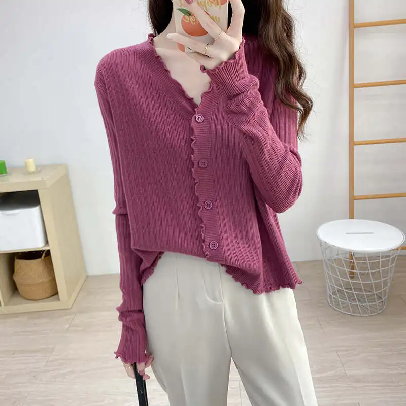 

Spring Autumn Long Sleeve Sweater Tops Women Thin Single-Breasted Knitted Sweater Jacket Female Ladies Short Cardigan Coat C7429