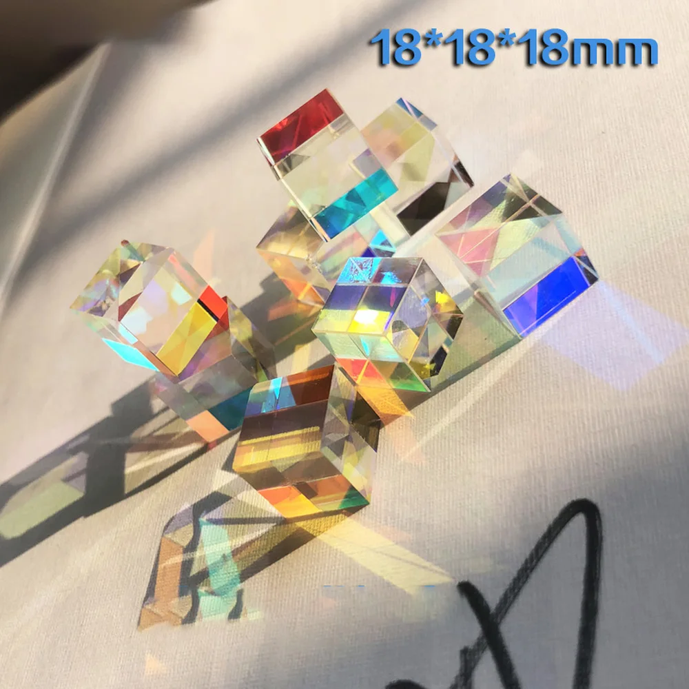 18*18*18mm Hexahedral Bright 18MM Light Cube Gift Optical Splitter Prism for Children\'s Popular Science Experiments