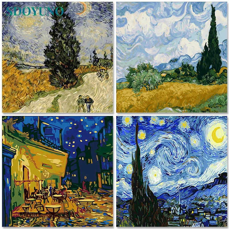 

SDOYUNO Van Gogh Oil Painting By Numbers Scenery 60x75cm Paint By Numbers On Canvas Landscape Frameless Home Decor