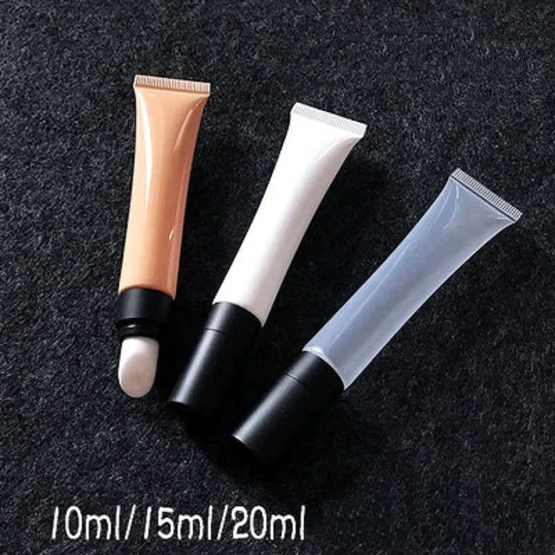 10ML 15ML 20ML Empty Eye Cream Squeeze Tube Ceramic Massage Tip White Orange Cosmetics Refillable Lotion Cream Squeeze Bottle