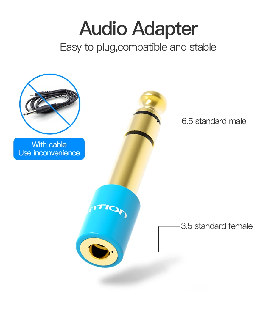 Vention 6,5 mm auf Klinke 3,5 mm Mikrofon-Audiostecker für Verstärker E-Gitarre Adapter Aux-Kabel 3,5 Klinke 6,35 Konverter 2 Stück – Detail 9