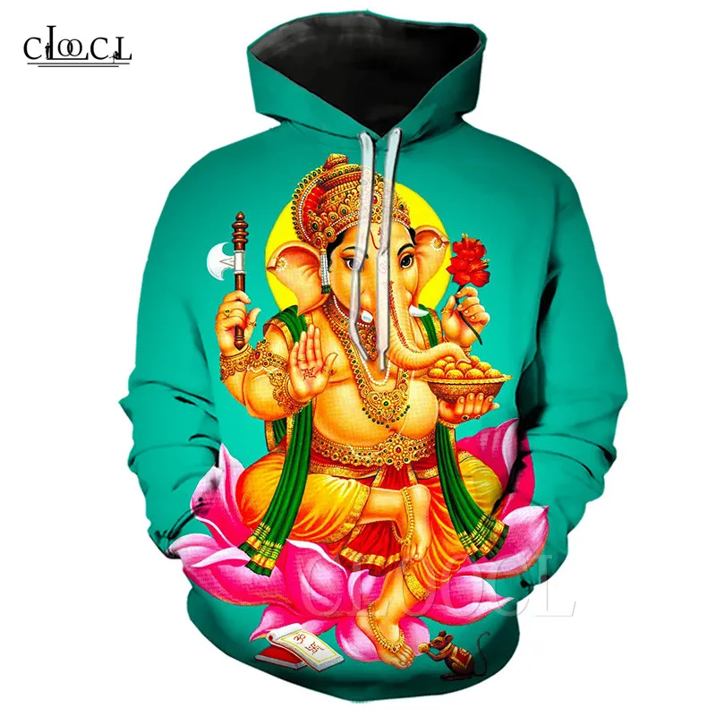 

Lord Ganesha Green Hoodies Printed 3D Hindu Elephant-headed God Men/Women Hip Hop Hoody Streetwear Sweatshirts Hoodie Tracksuit