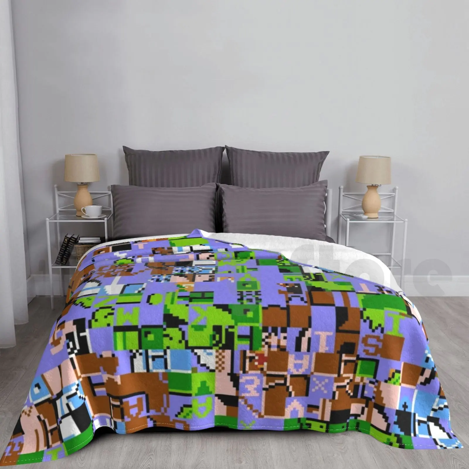 World 1-1 Blanket Fashion Custom 3140 Pixel Art Glitch 8bit Pixel Geek Games Nes Pixelart