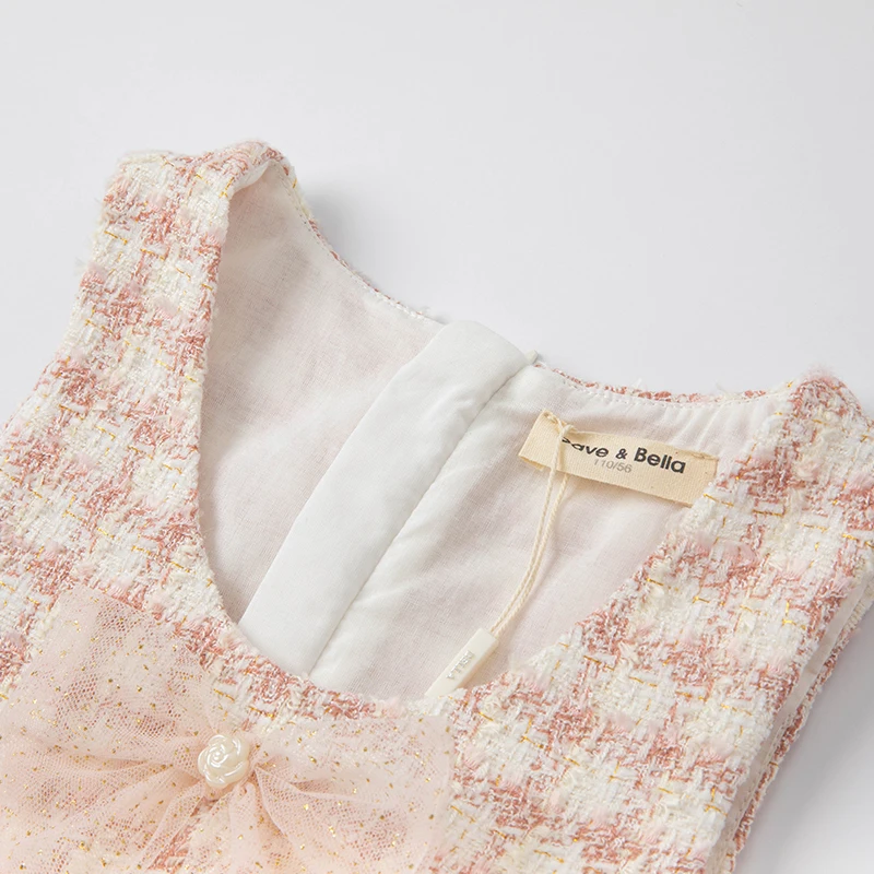 DK1220224 dave bella spring girl\'s fashion 5Y-13Y plaid dress children sweet dress kids infant lolita clothes