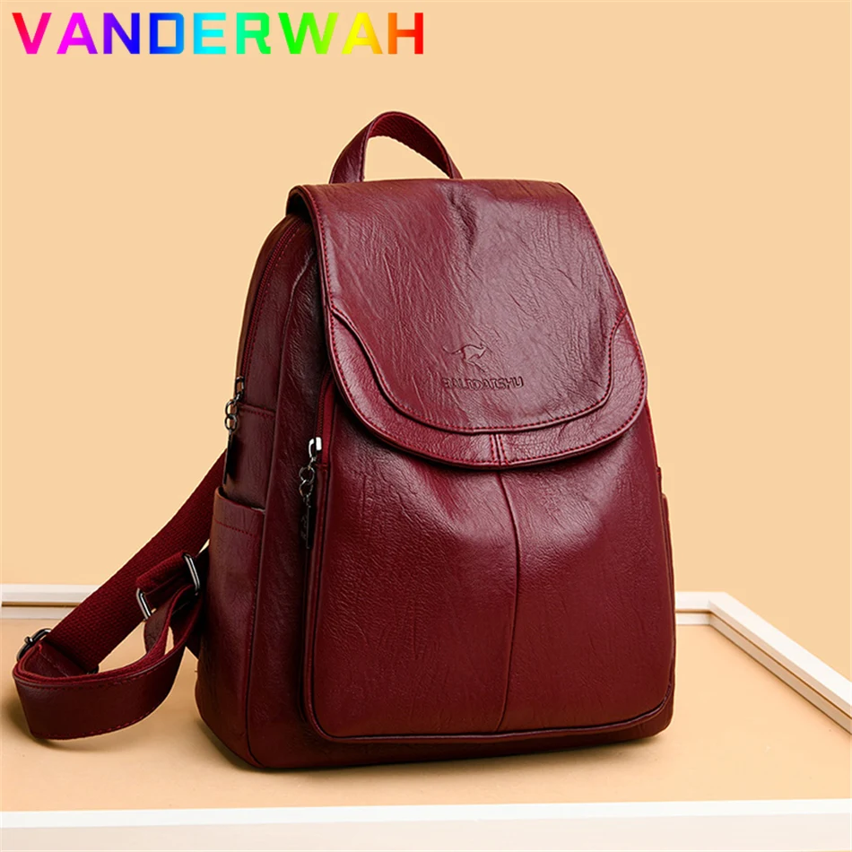 Genuine Women Backpack Leather Fashion Female Shoulder Bag Sac a Dos Ladies Bagpack Mochilas School Bags For Teenage Girls 2023