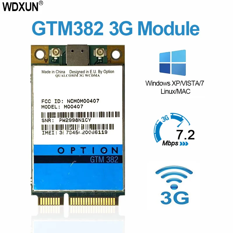 Wireless Adapter Card for Unlocked Option GTM382 GTM 382 PCI-E 7.2Mbps Modem 3G WWAN Model MO0401 HSUPA HSDPA