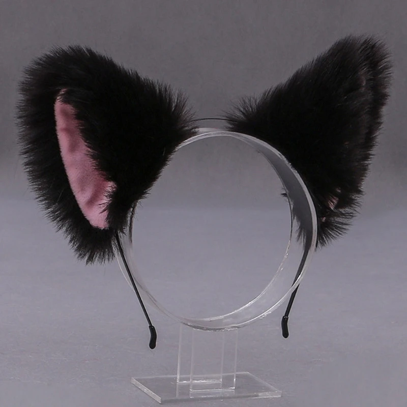 Women Cute Furry Animal Cat Ears Headband Lolita Kawaii Anime Hair Band Hoop Halloween Cosplay Party Fancy Headpiece for Girls