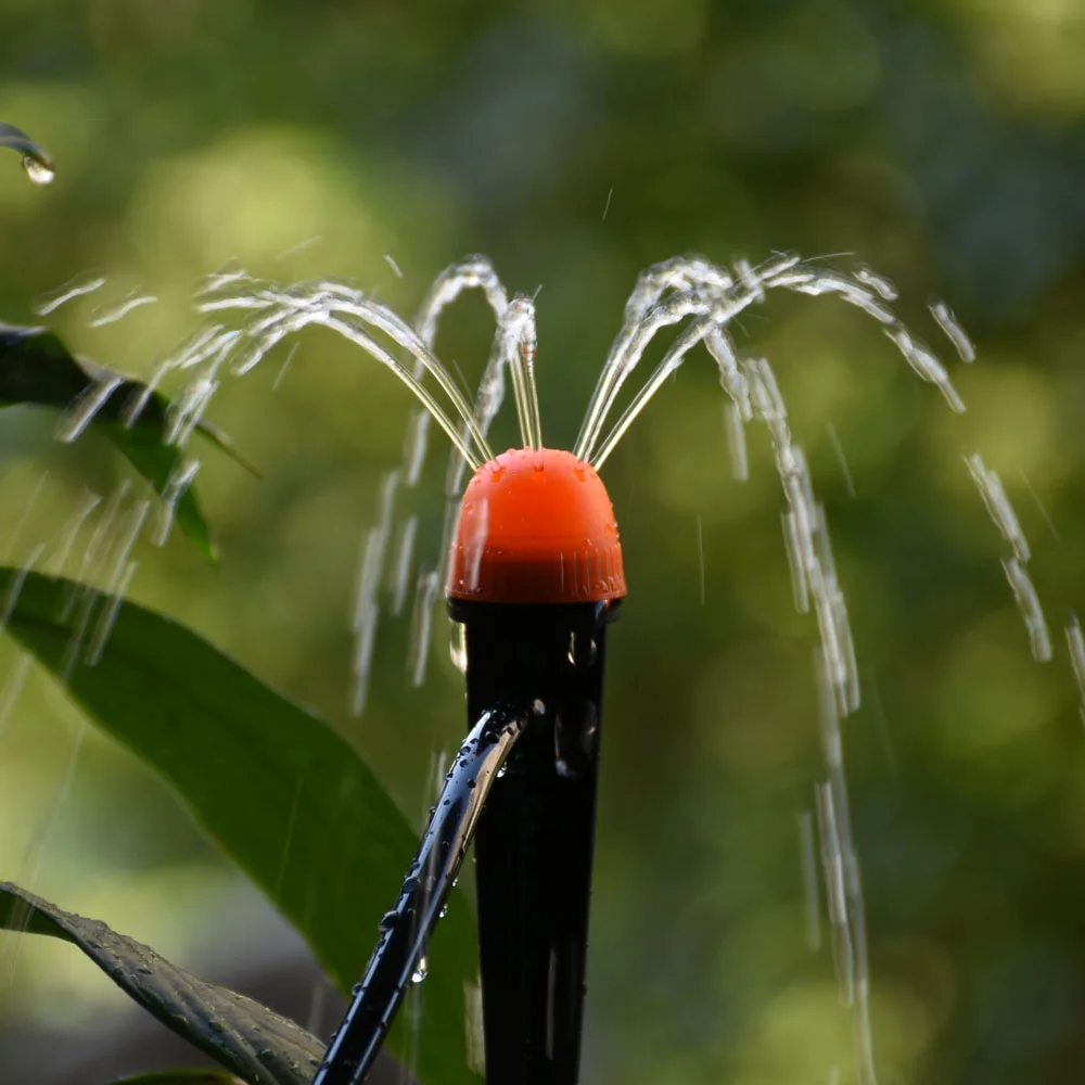 50pcs 360 Degree Sprinkler Nozzle Orange Adjustable Support Drippers Sprinkler Watering Garden Irrigation