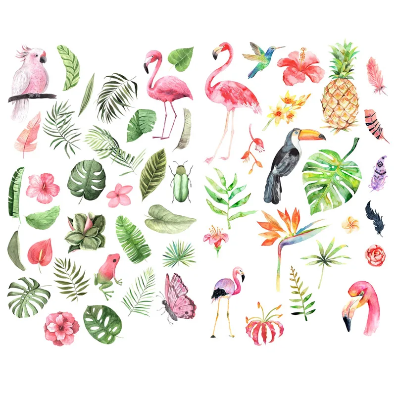 1 PCS Flamingo Leaves Flowers Precut Kawaii Stationery Cute Notebook Diary Planner Paper Scrapbook Stickers School Office Decor