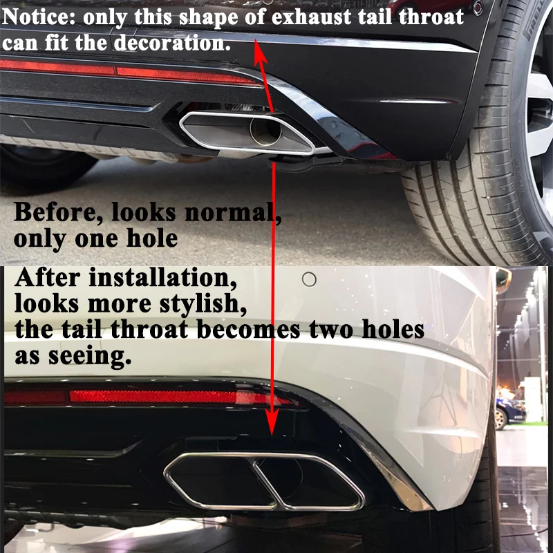 2pcs/set Rear Car Exhaust Tail Throat Muffler Decoration Cover Accessories for VW Volkswagen Touareg 2019 2020 2021 2022 2023