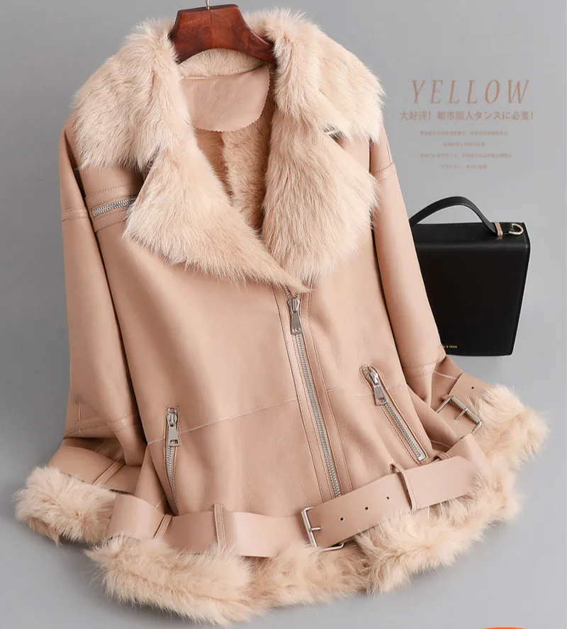 Fur Coat Women Natural 100% Sheep Fur Jacket Double Faced Winter Coat Women Clothes 2020 Sheep Shearing Wool Coat 093010 YY1722