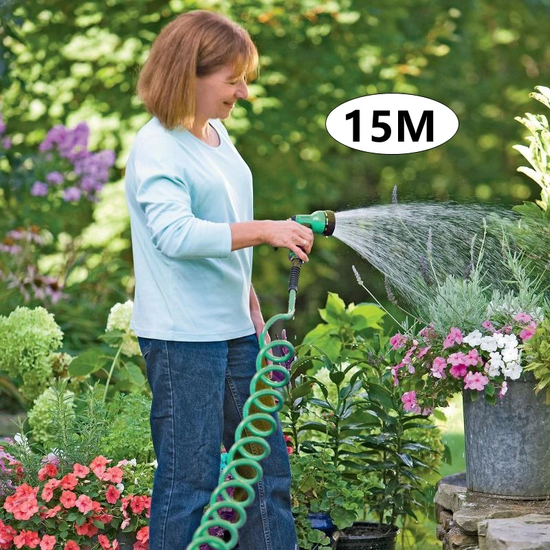 15M Green Expandable Magic Hose Garden Pressurize Flexible Gardeners Water Hoses Shrinks Garden Hose Expandable with Spray Guns