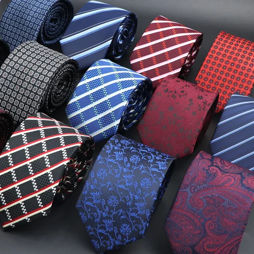 Imagen 2 del producto Corbata de cuello tejida de Jacquard para hombre, corbatas de rayas florales a cuadros clásicas, accesorios de camisa de negocios de boda para hombre, moda de poliéster, nuevo