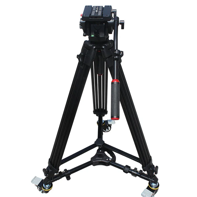 Professional  camera tripod with caster wheels  for  teleprompter