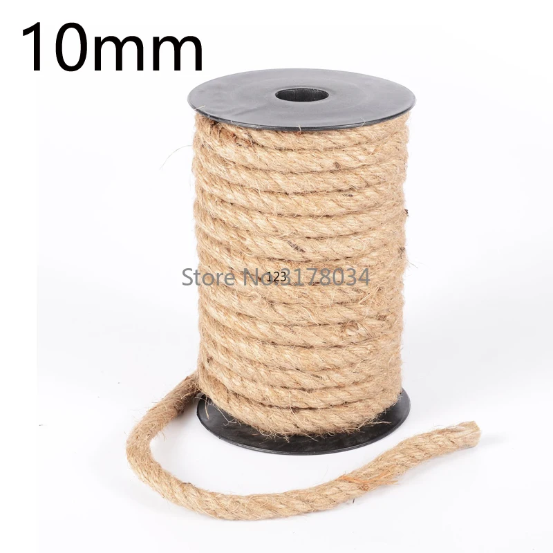 10mm 1m-100m Natural Jute Rope Heavy Duty Twine Hemp Twisted Cord Macrame String DIY Craft Handmade Wedding Home Decoration