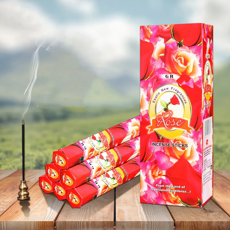 

India Incense Rose Aroma Incense Stick Fragrant Aromatic Indoor Spice Good for Sleep Health Incense Air Clean