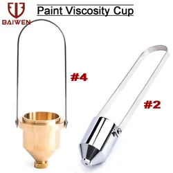 1pc Paint Viscosity Test Cup Viscometer Flow Cup Mixing Thinning Tool #2 & #4 Measuring Tool Golden sliver