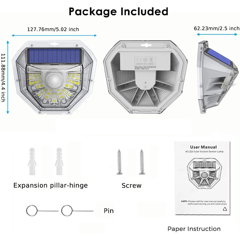 Solar Wall Light Motion Sensor Outdoor IP65 Waterproof Decorative Fence Light, Suitable for Staircase Courtyard Path Garage