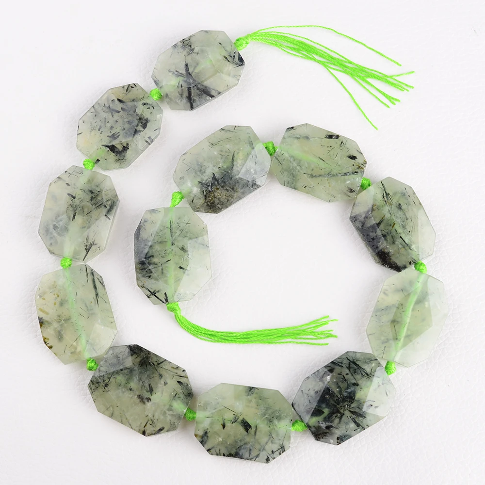 Natural Facet Cube Prehnite Stone Beads For Jewelry Making DIY Necklace Material about 23*28 mm Strand 15''