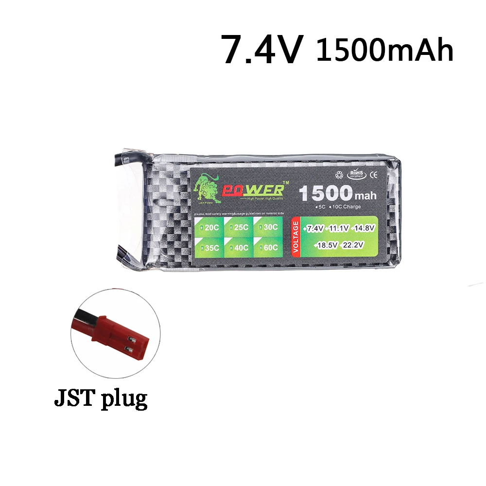 7.4V 2S Lion 1500MAh Công Suất Pin Lipo 35C MAX Cho Máy Bay Không Người Lái FPV Quadcopter RC Xe Thuyền máy Bay Trực Thăng Pin Phần