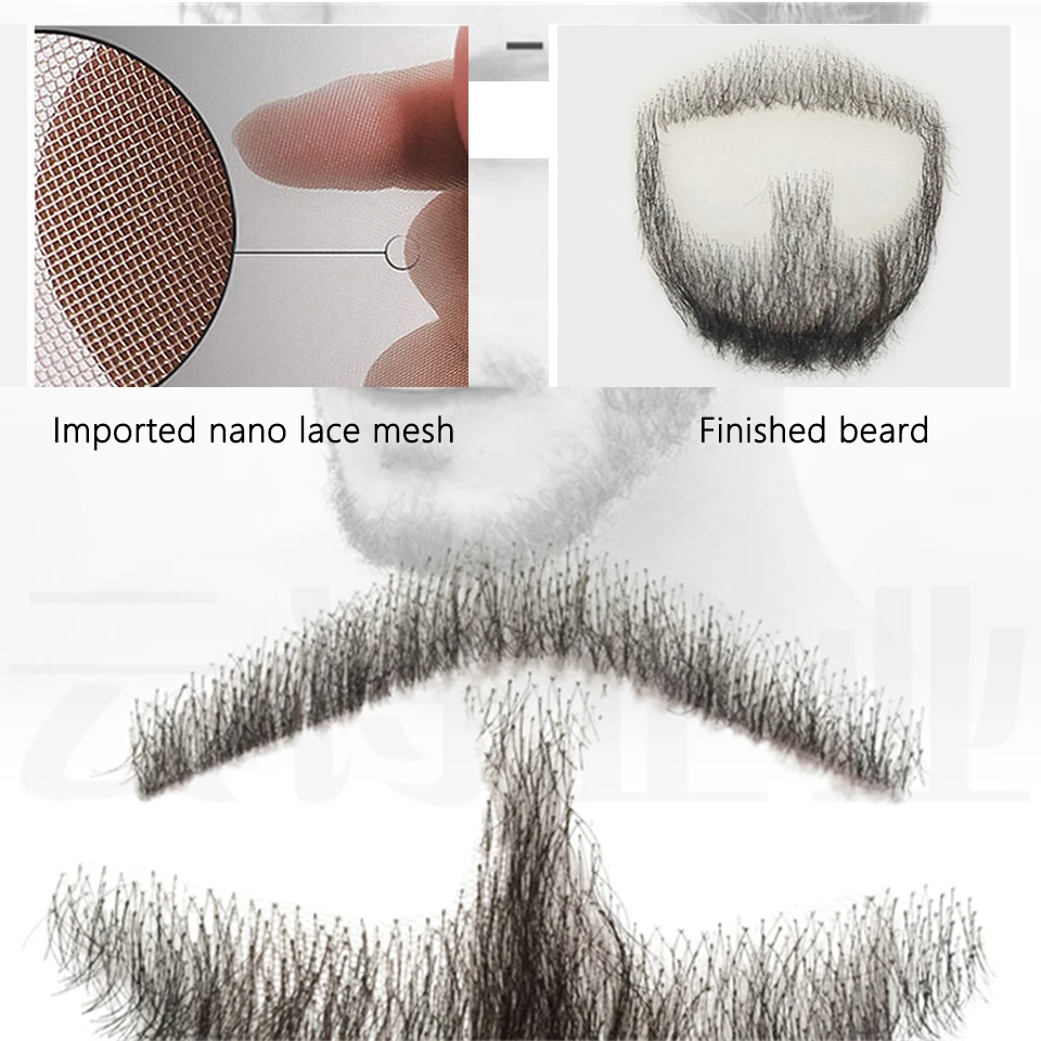 AOSI beard Fake Beard Mustache Used In Daily Life Man Hair Wig Handmade Hair Fake Beard