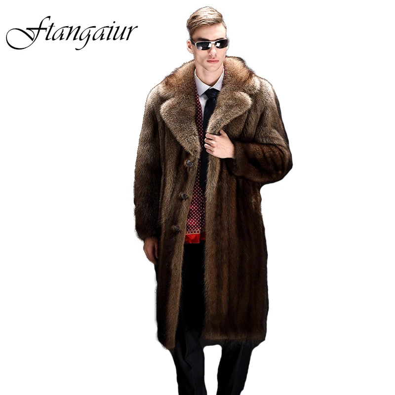 Ftangaiur Winter Men Mink Coat