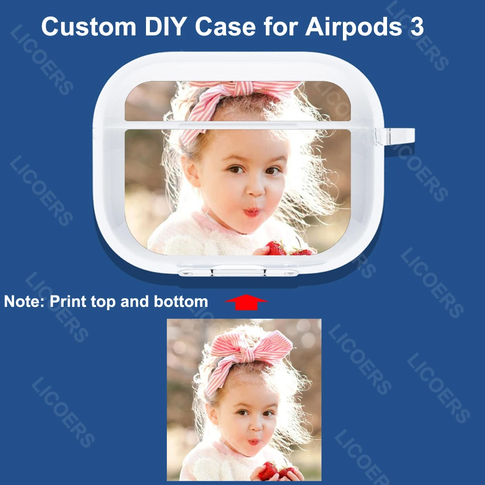 Custom Cases for AirPods Pro 3 2021 2 1 DIY Photo Picture Printed Name Logo Top Bottom Clear TPU Cover Bluetooth Wireless Bag