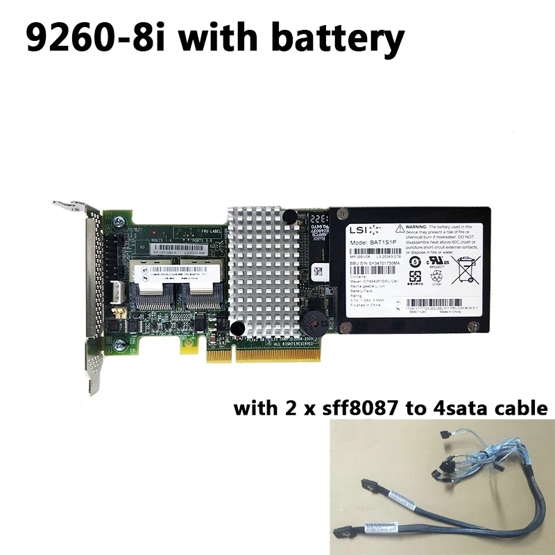 

LSI MegaRAID SAS 9260-8i LSI00198 8 port 512MB cache SFF8087 6Gb RAID0.1.5 PCI-E 2.0 X8 Controller Card