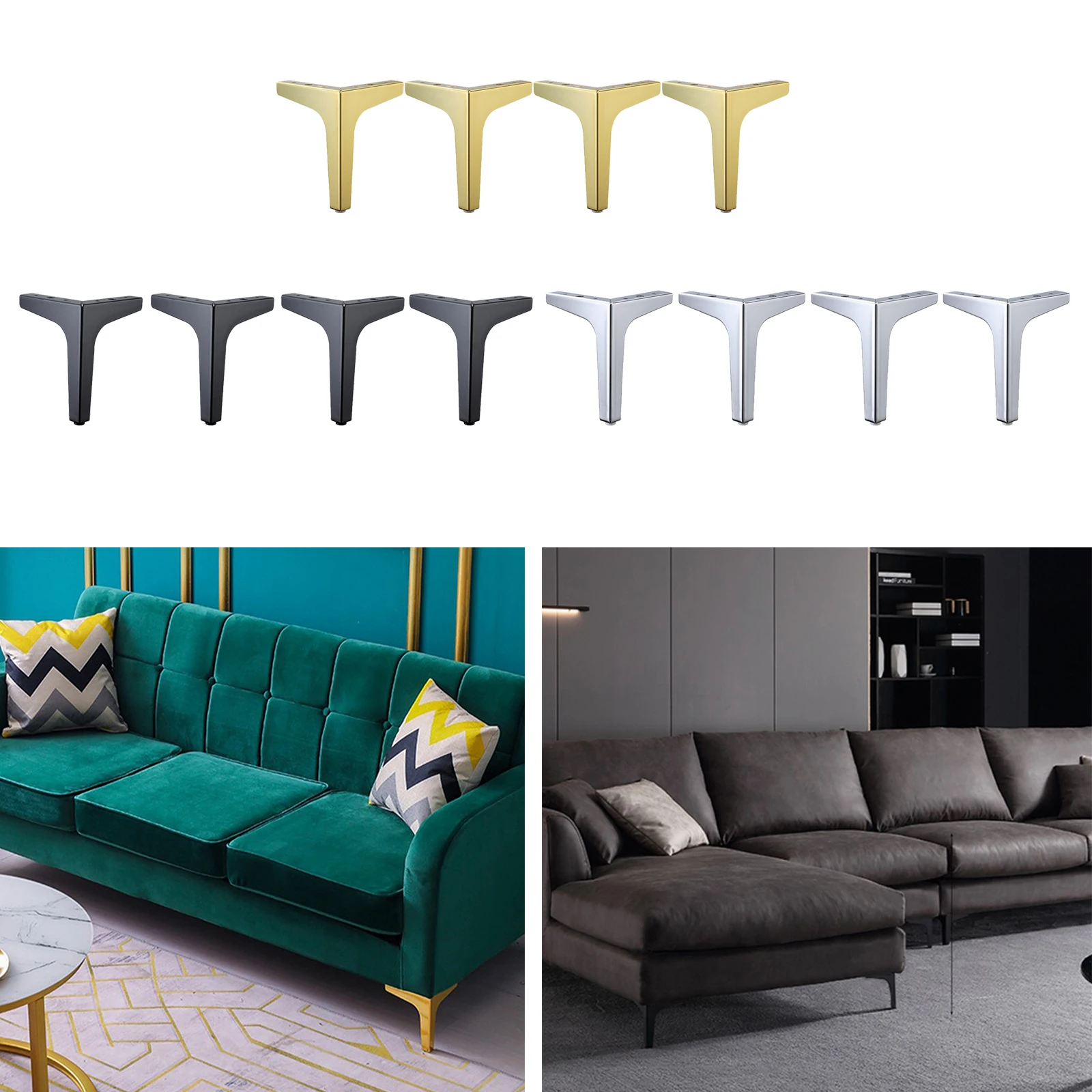 4x Metal Furniture Sofa Legs Cabinet Feet Iron Durable Metal Furniture Hardware Accessories Triangle Desk Table Sofa Leg Dresser