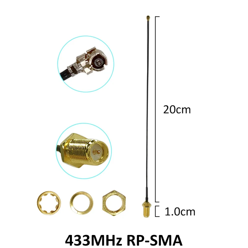 GRANDWISDOM – câble d'extension d'antenne 433mhz 5dbi sma, module d'antenne lora femelle lorawan, antenne ipex 1 SMA mâle, 10 pièces