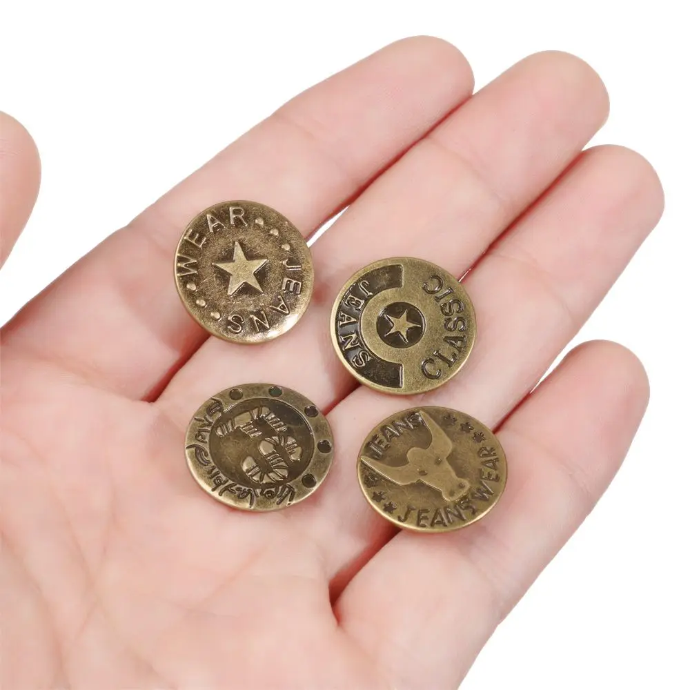 10PCS Retro Jeans Buttons Bronze Denim Threaded Buttons No Sewing Required Easy to Use Without Tools Clothing Sewing Buttons