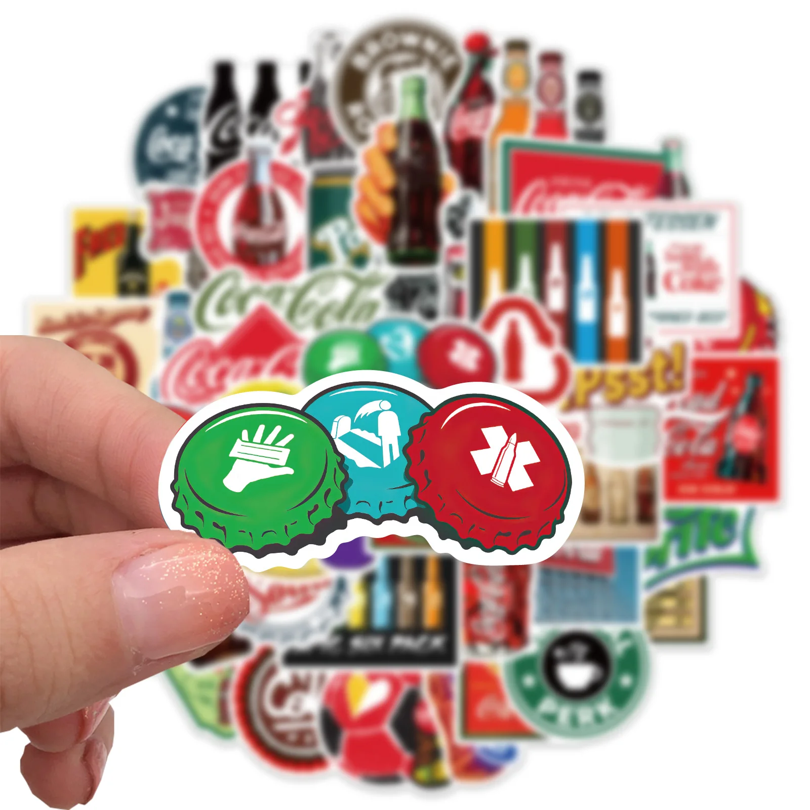 10/30/50pcs   Color Vintage Coke Bottle Stickers Personalized Decoration Luggage Compartment Notebook Waterproof Decals Stickers