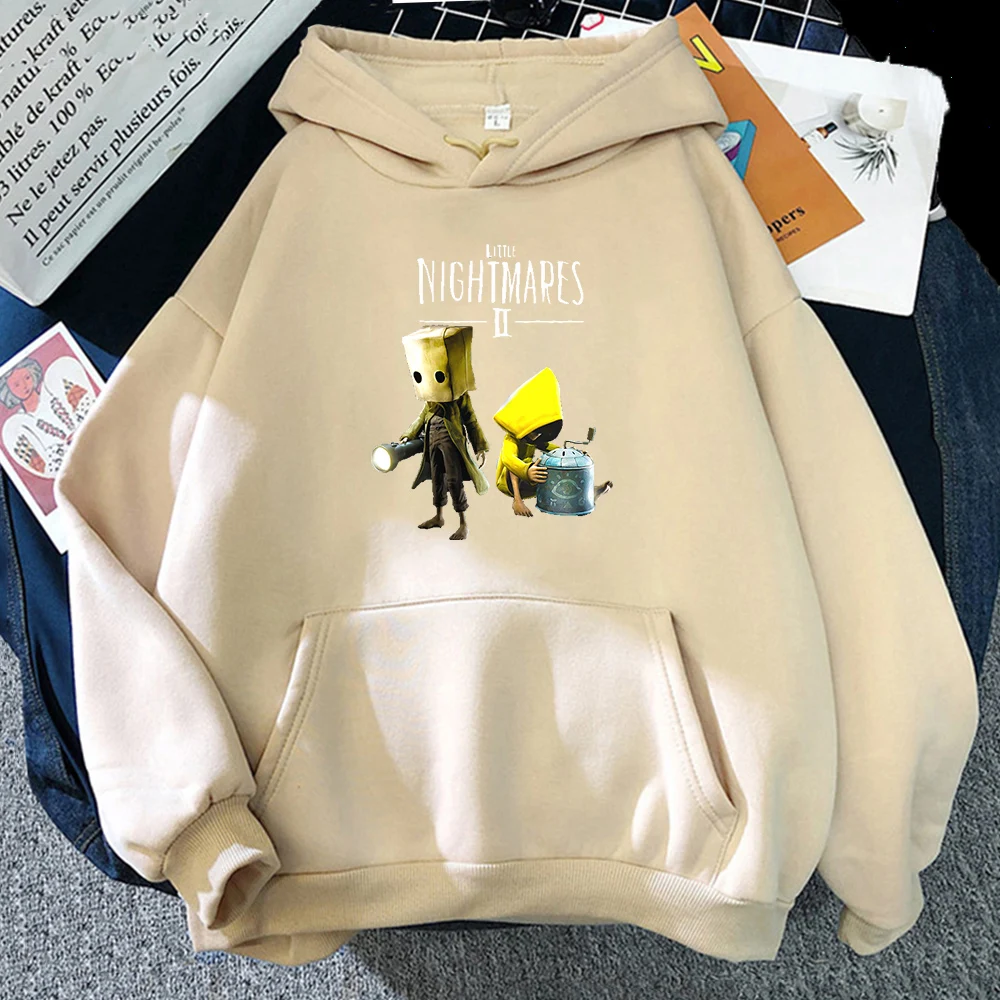 Moletom estampado Little Nightmares para homens e mulheres, moletons de manga comprida, streetwear Horror, roupas de jogos de aventura, tops Harajuku, bolso