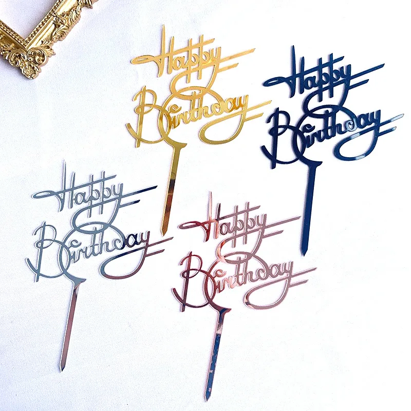 New Originality Acrylic Happy Birthday Cake Topper Gold Cake Topper for Girls Birthday Party Cake Decorations Baby Shower