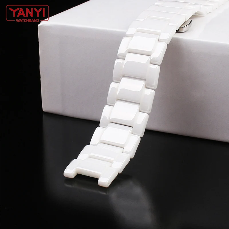 Notch Ceramic watchband 16-10mm 20-11mm 20-12mm watch strap for gc women man wristwatches band use  screw bar Butterfly buckle