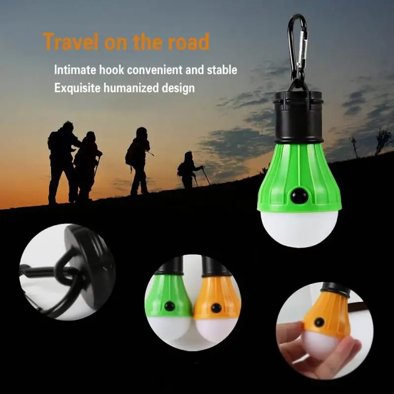 Portable Camping Light Mini LED Bulb Emergency Lamp 3 Lighting Modes Outdoor Night Work Lights Tent Hanging Lamp with Hooks