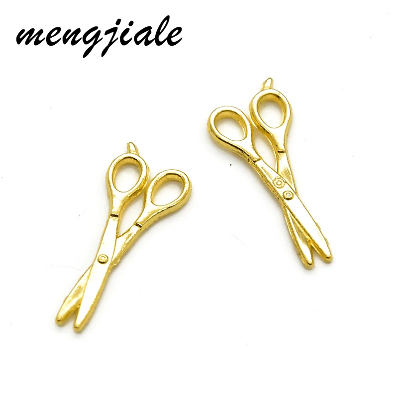 40pcs Wholesale Three Color Scissors Charms Zinc Alloy Metal Sewing Pendants For DIY Handmade Jewelry Accessories Making 26*11mm