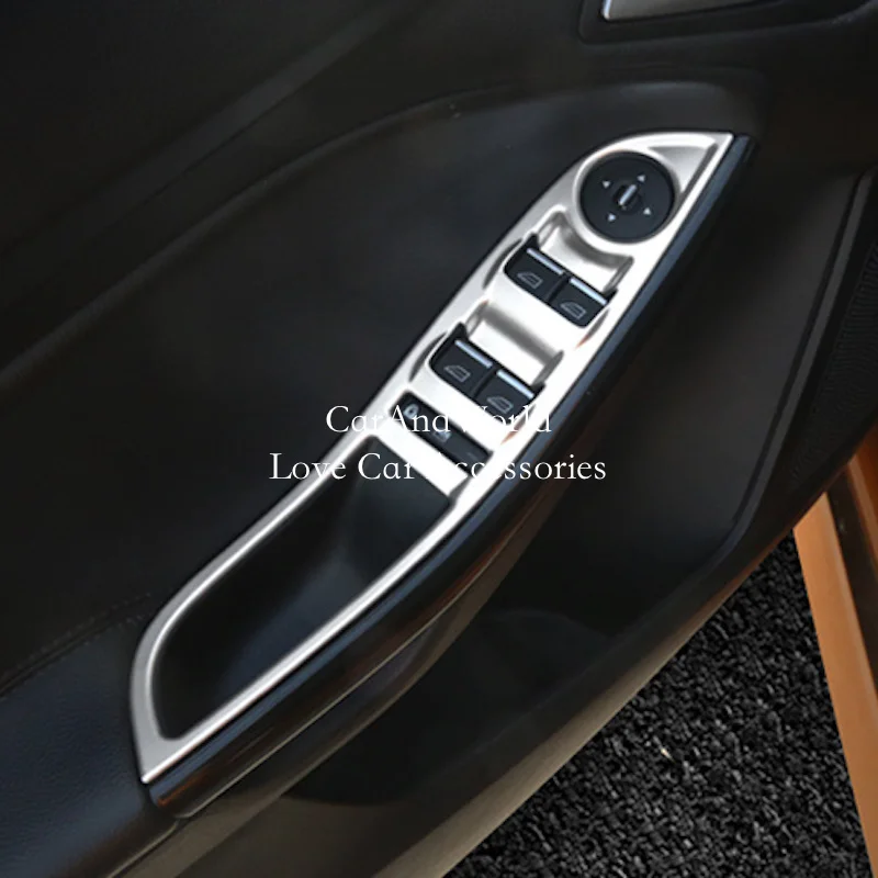 For Ford Focus 3 2012-2017 2018 Glass Lift Switch Button Cover Door window Interior Panel Trims Chrome Car Styling Accessories