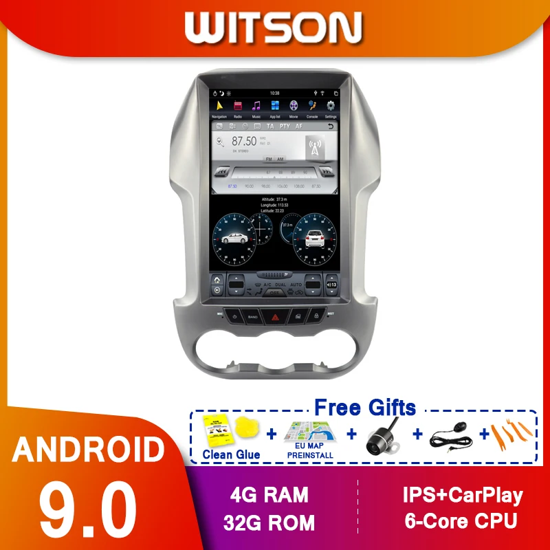 WITSON Android 9.0 vertical screen Car Multimedia tesla GPS NAVIGATION Radio player for FORD RANGER 2008- 2014