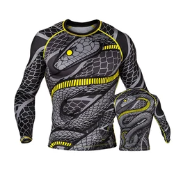 Rashguard Mma for Men Muay Thai Printed Mma T Shirt Long Sleeve Kickboxing Compression Shirt Boxe Thai Fighting Boxing Jerseys