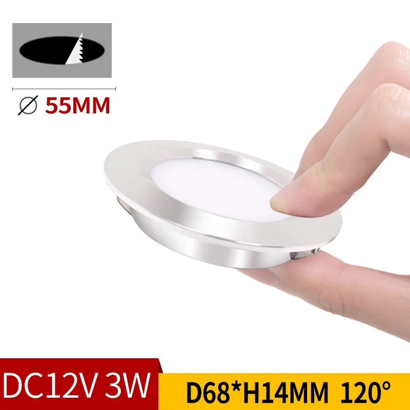 Ultra-Dunne 3W Embedded Kleine Downlight 12VDC Ingebouwde Downlight