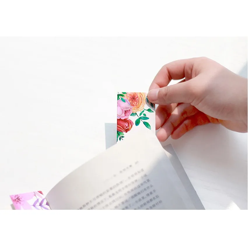 30pcs/box Beautiful Poetic Flower Paper Bookmark Book Holder Message Card Gift Stationery