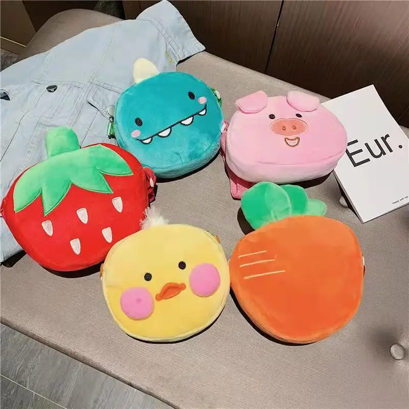 Food plush Bag pig Purse Girls Cute Ladies Female Money Wallet Shoulder Bags lalafanfan duck Bags dinosaur Carrot strawberry