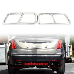 2Pcs Silver Car Rear Exhaust Muffler Tail Pipe Cover Steel Decorative Trim For Cadillac XT5 2016 2017 2018 2019 2020