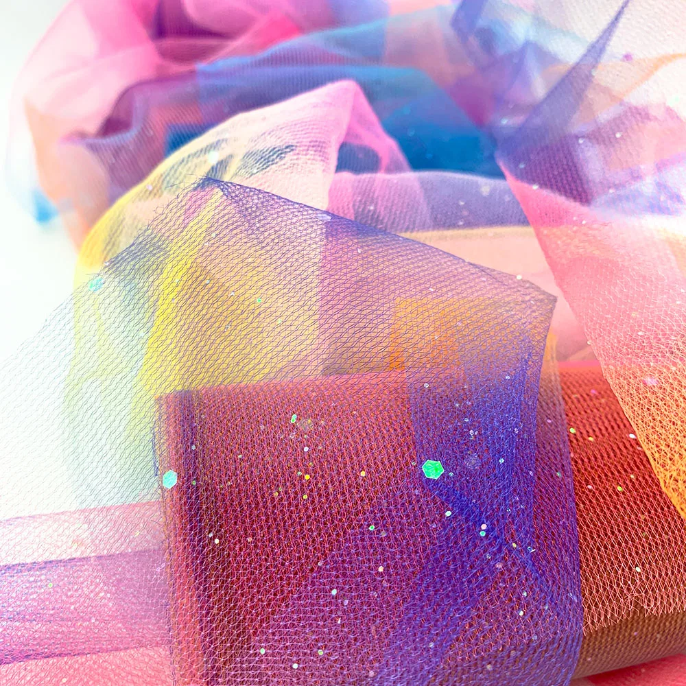 10Yards Rainbow Glitter Tulle Roll for Table Runner Chair Bows Tutu Skirt Wedding Party Gift Ribbon Birthday Doll Decoration DIY view 5