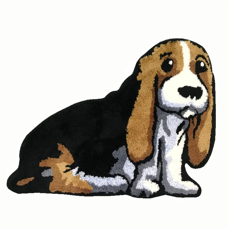 3D Creative Handmade Soft Cushion Area Rugs for Bedroom Living Room Floor Mat Shaggy Silky Dogs Plush Carpet Bedside Rug
