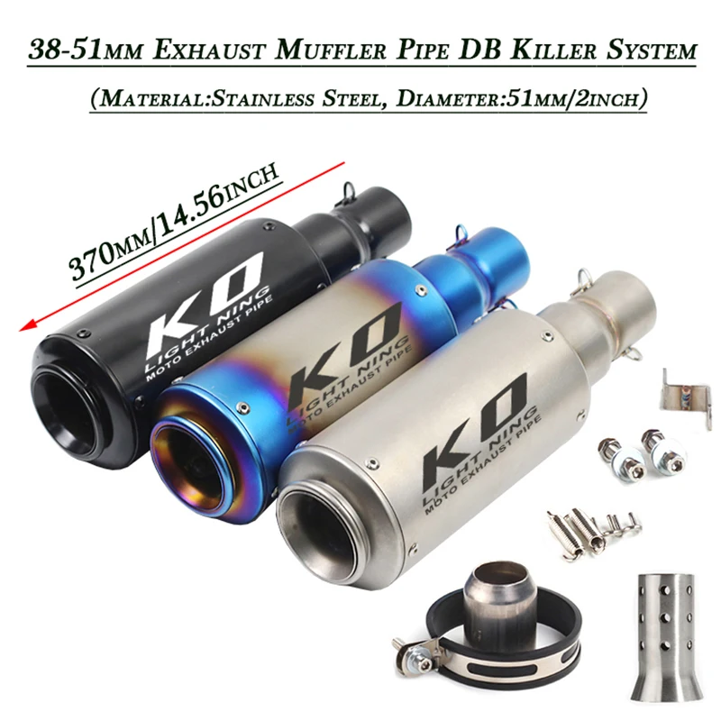 

Motorcycle Tail Vent Muffler Tip Tubes Stainless Steel System Refit Silp on For 38-51mm Diameter Exhaust Silencer Pipe DB Killer